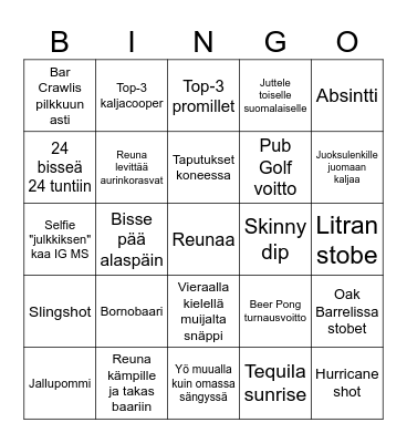 Napa Bingo Card