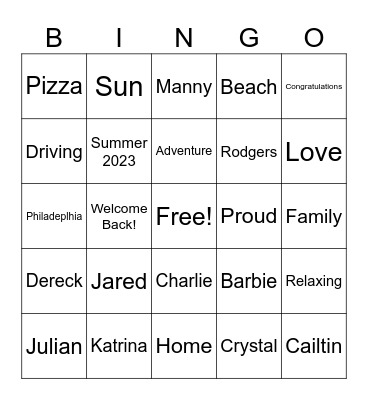 Home Sweet Home Bingo Card