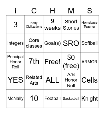 Castle Heights Middle School Bingo Card