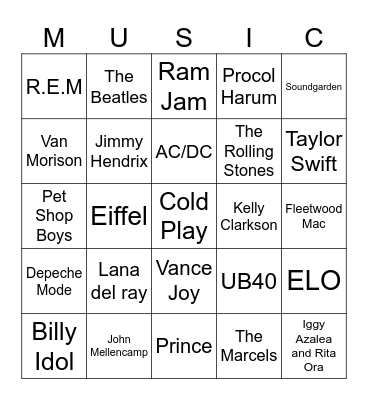 Bingo List #70 Bingo Card