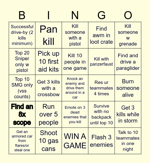 Google Docs Bingo Card