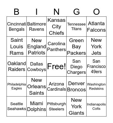 2016 Super Bowl Bingo Card