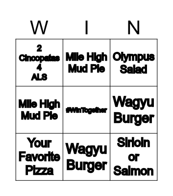 3 BINGOS 2 WIN FREE LUNCH Bingo Card