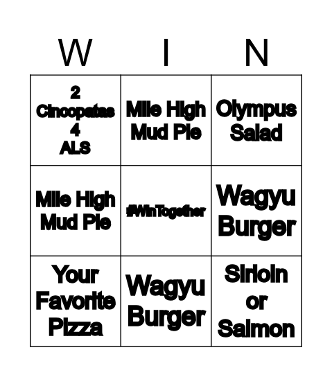 3 BINGOS 2 WIN FREE LUNCH Bingo Card