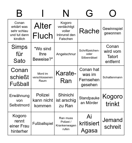 Detektiv Conan Bingo Card