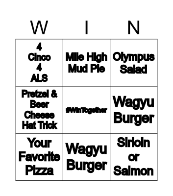 3 BINGOS 2 WIN FREE LUNCH Bingo Card