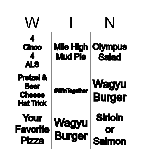 3 BINGOS 2 WIN FREE LUNCH Bingo Card