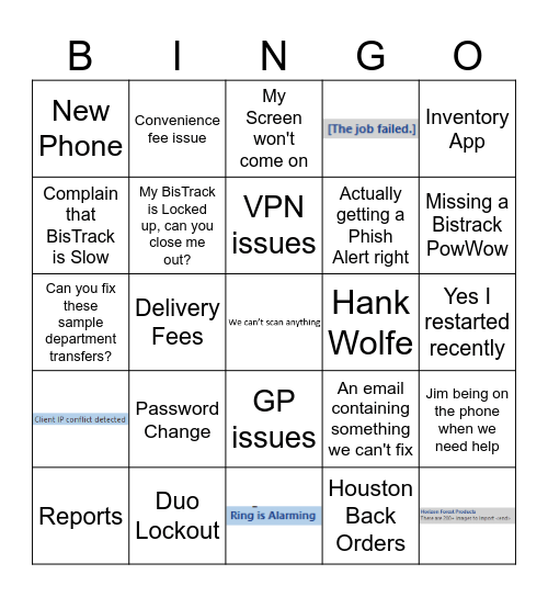 IT Bingo Card
