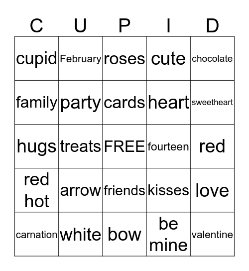 Valentine's Day Bingo Card