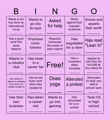 Find Someone Who... Bingo Card
