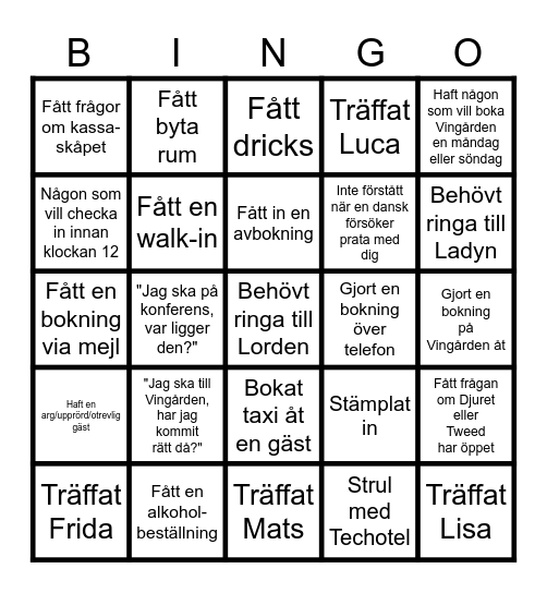 Victorys Bingo för Receptionister Bingo Card