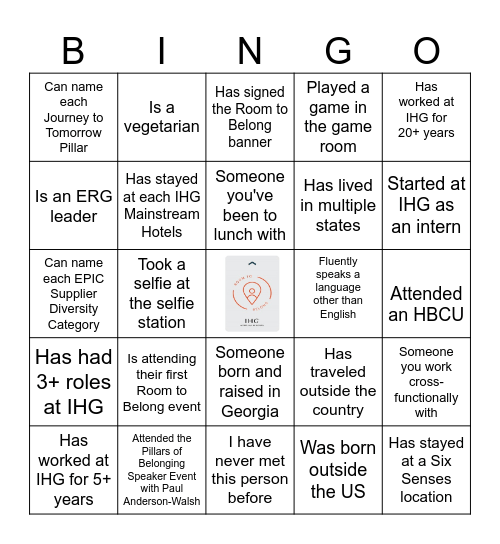 ROOM TO BELONG BINGO! Bingo Card