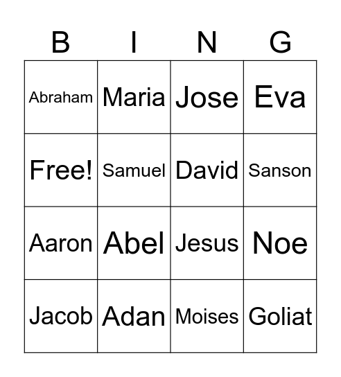 Personajes de la biblia Bingo Card