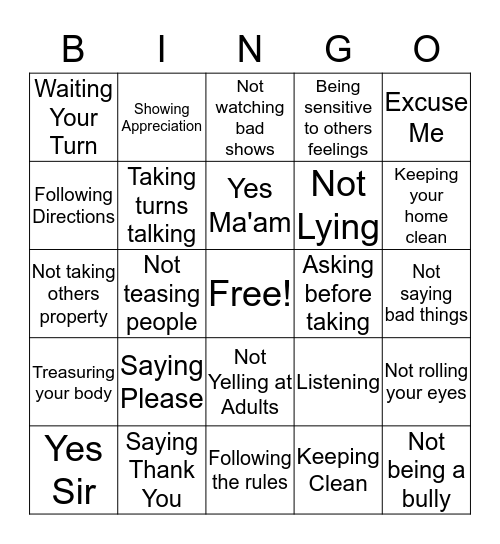 Girlscout Bingo about RESPECT Bingo Card