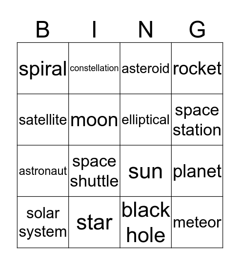 Stars  Bingo Card