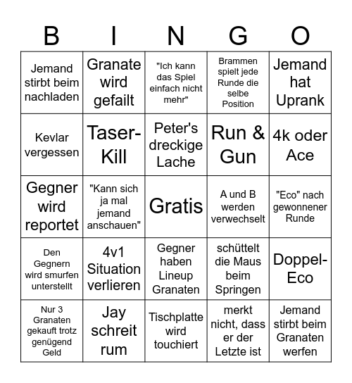 PietSmiet CS:GO Bingo Card