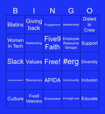 ERG Bingo Card