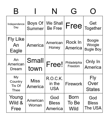 American Pride Vol. 1 Bingo Card