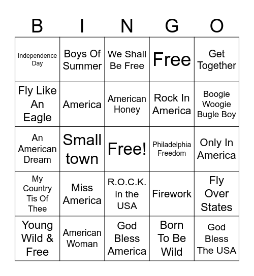 American Pride Vol. 1 Bingo Card