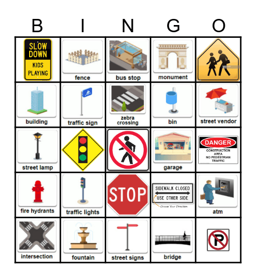 Street Awareness Bingo Card