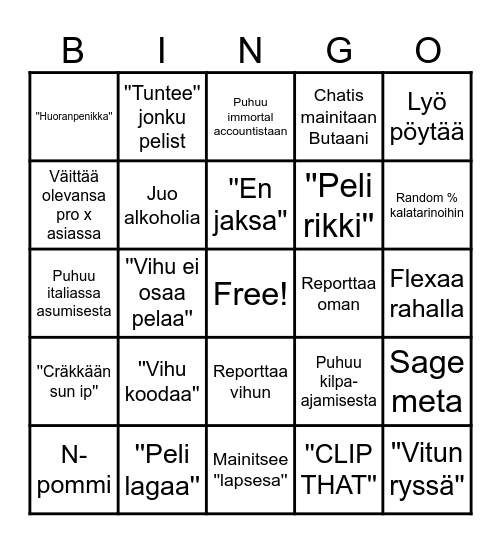 Rico187 stream bingo Card