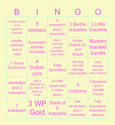 UPO Bingo Card
