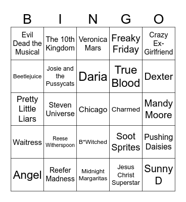 Liz's Favorite Things Bingo Card