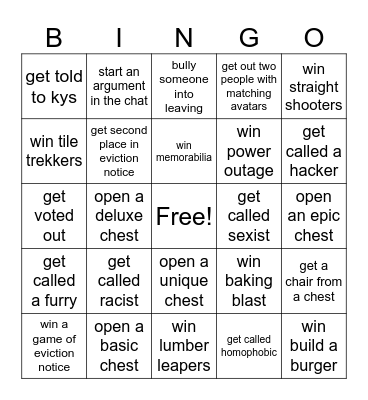 Eviction Notice Bingo Card