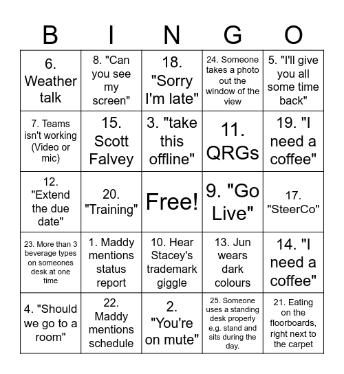 Week 2 Challenge Bingo Card