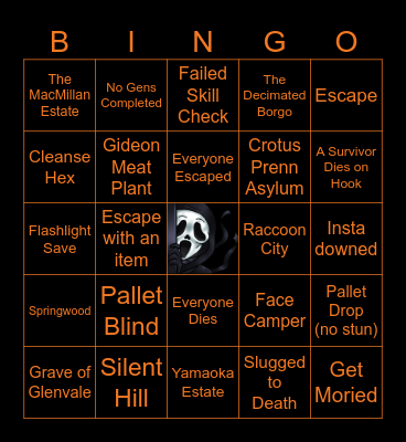 Dead by Daylight Bingo Card