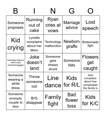 Wedding BINGO Card