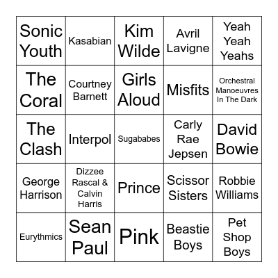 Punk Bingo! Bingo Card