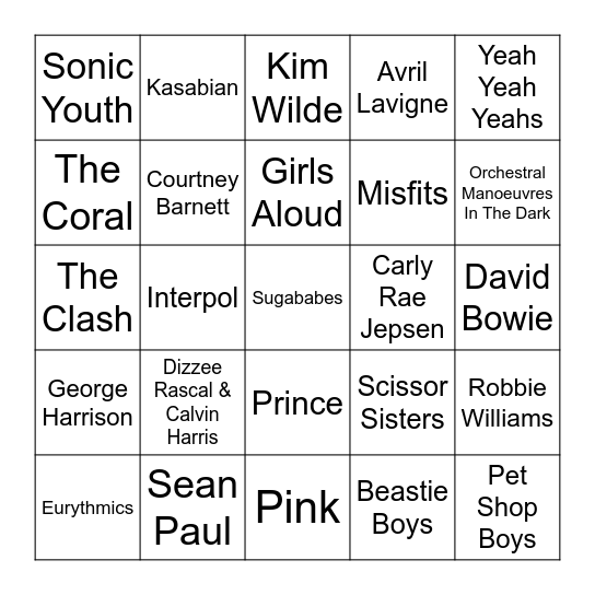 Punk Bingo! Bingo Card