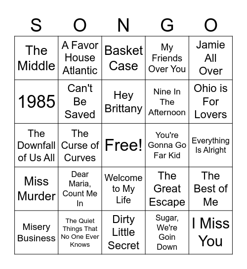 *emo 4 Bingo Card