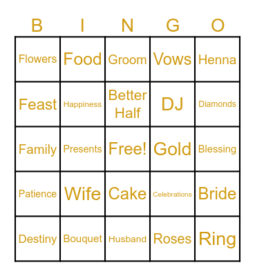 Shoukat Ali & Khadija's 50th Wedding Anniversary Bingo Card