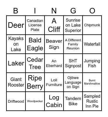North Shore Bingo Card
