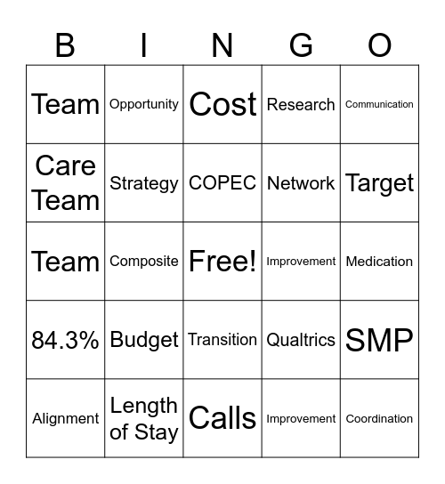 FY 24 Planning Bingo Card