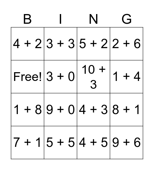 Math (5&6) Bingo Card