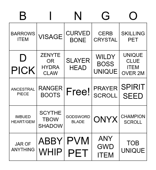 Krusty Krab PVM Bingo Card