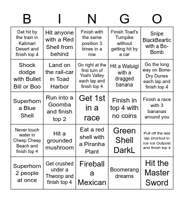 Mario Kart Bingo Card