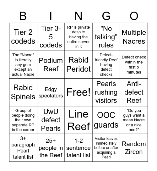 super mega ultimate reef rp bingo (part 1: meta) Bingo Card