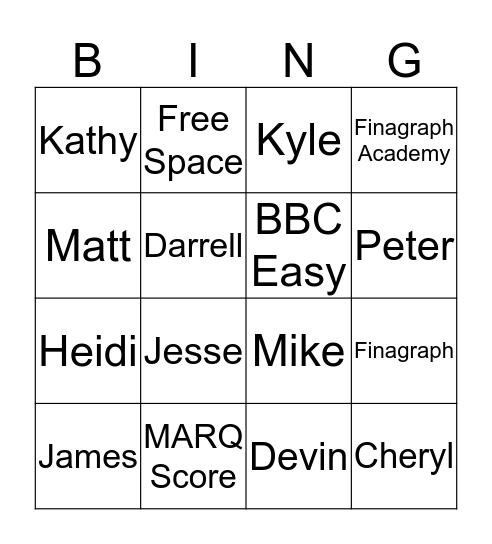 Finagraph Bingo! Bingo Card