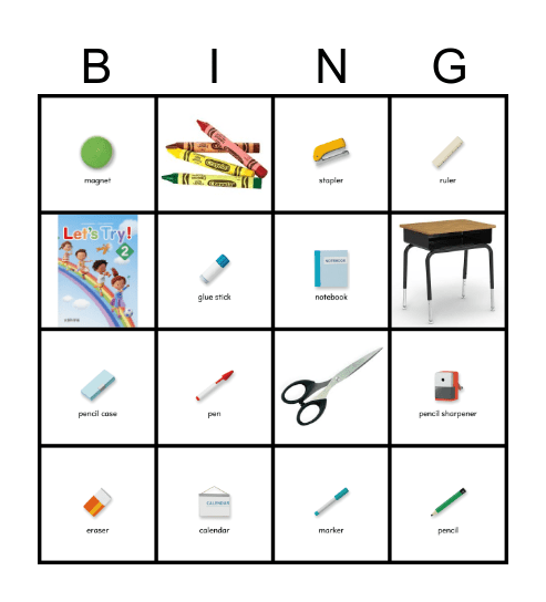 Stationery Bingo Card