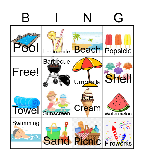 Summer Bingo Card