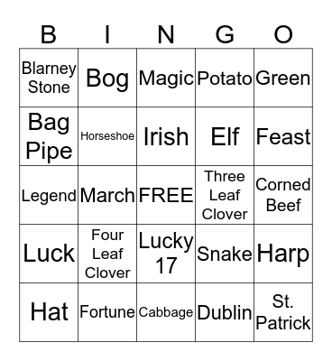 ST. PATRICK DAY  Bingo Card