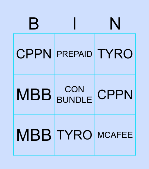 BINGO BINGO Card