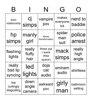 thirst trap Bingo Card
