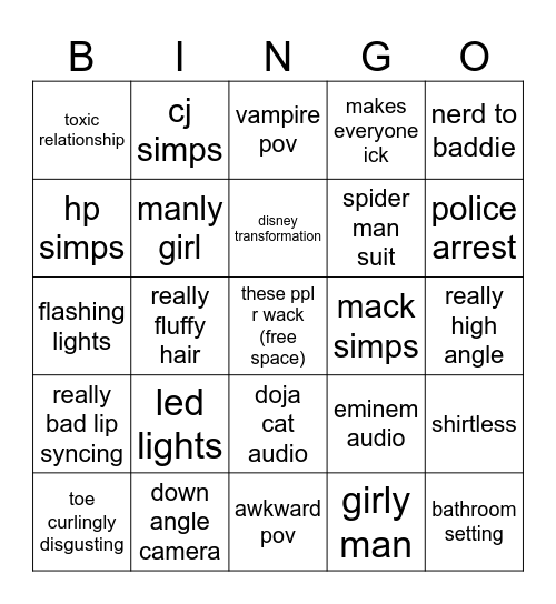 thirst trap Bingo Card