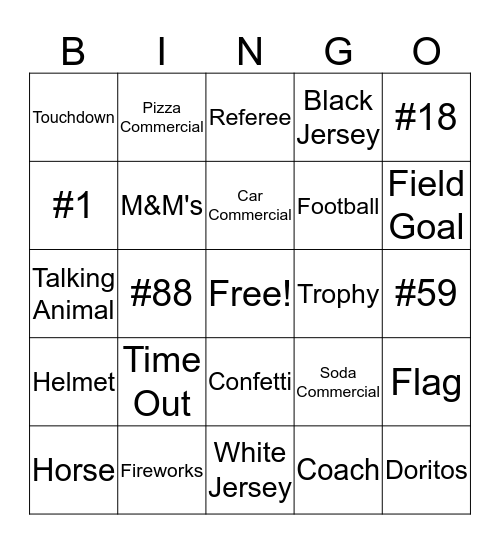 Maci's Super Bowl 50 Bingo Card