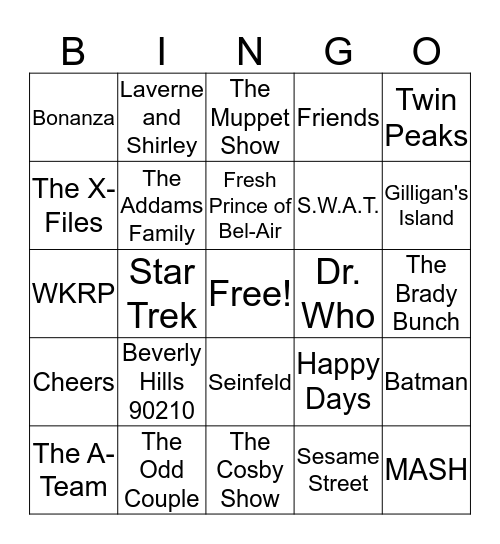 TV Theme Bingo Card